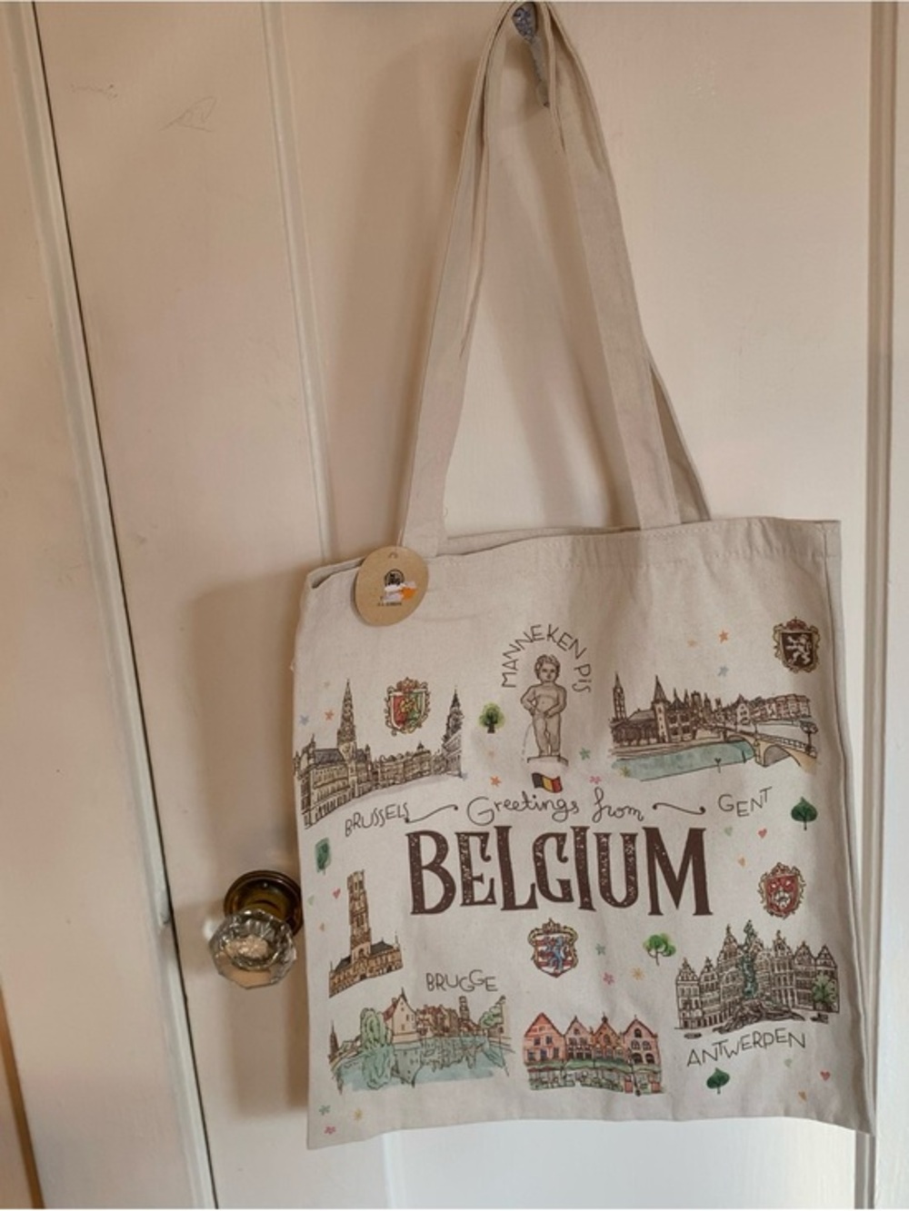 Greetings From Belgium Canvas Tote Bag Souvenir Brussels Brugge Gent Antwerpen